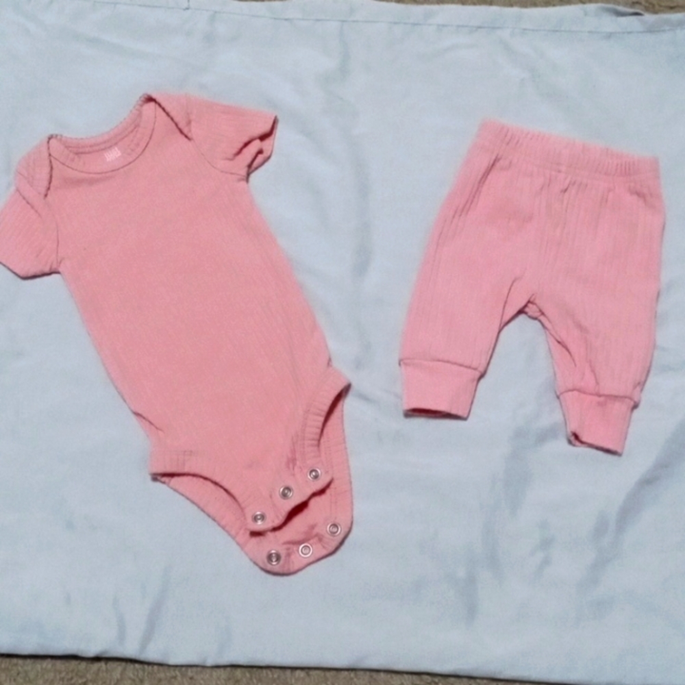 Newborn baby girl onesie and pants set